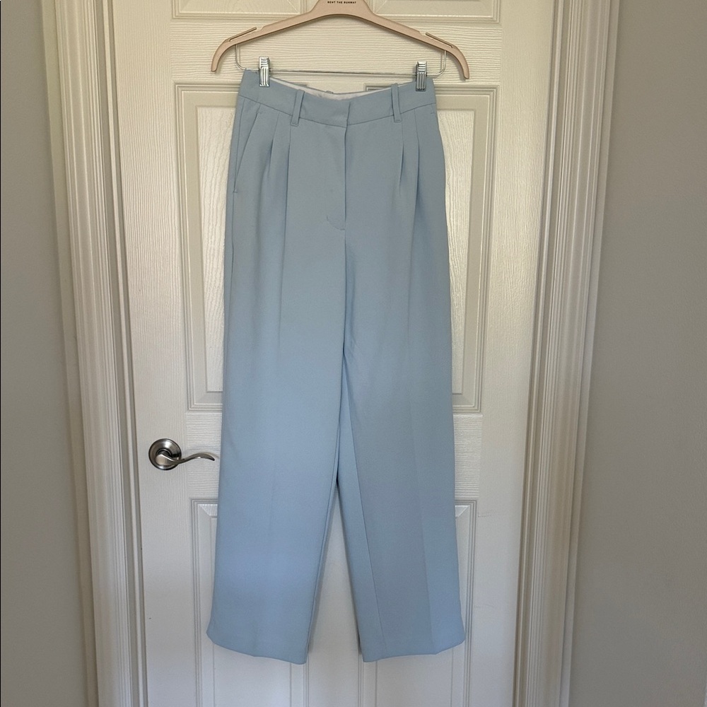 Aritzia Effortless Light Blue Wide Leg Crepette Trouser